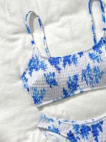 Swim Mod Women's Summer Beach Floral Print Halter Sexy Bikini 2 Pieces Swimwear Set - Pink - View 5