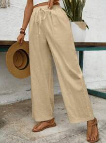 EMERY ROSE Pantaloni casual da vacanza, a gamba dritta, con linea morbida e colore unito