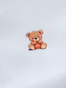 Set da 3 pezzi per bambino: polo a maniche corte con ricamo, pantaloncini a righe colorate e cappello da pescatore, adatto per uscite estive