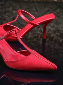 SHUZIA 女士尖头高跟鞋，适合任何连衣裙，时尚鞋子 - 酒紅色 - 查看 6