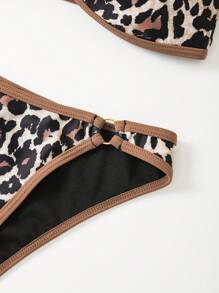 SHEIN Swim Ladies Leopard Print Bandeau Bikini Set (Random Print) For Summer Beach Vacation - Multicolor - View 4