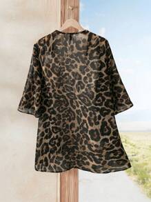 EMERY ROSE Women's Casual Leopard Print Trench Coat - Multicolor - View 2