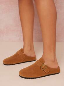 SHUZIA Women's Round Toe Cork Footbed Slide Clogs With Adjustable Buckle Mother's Day Present - Beige - View 4