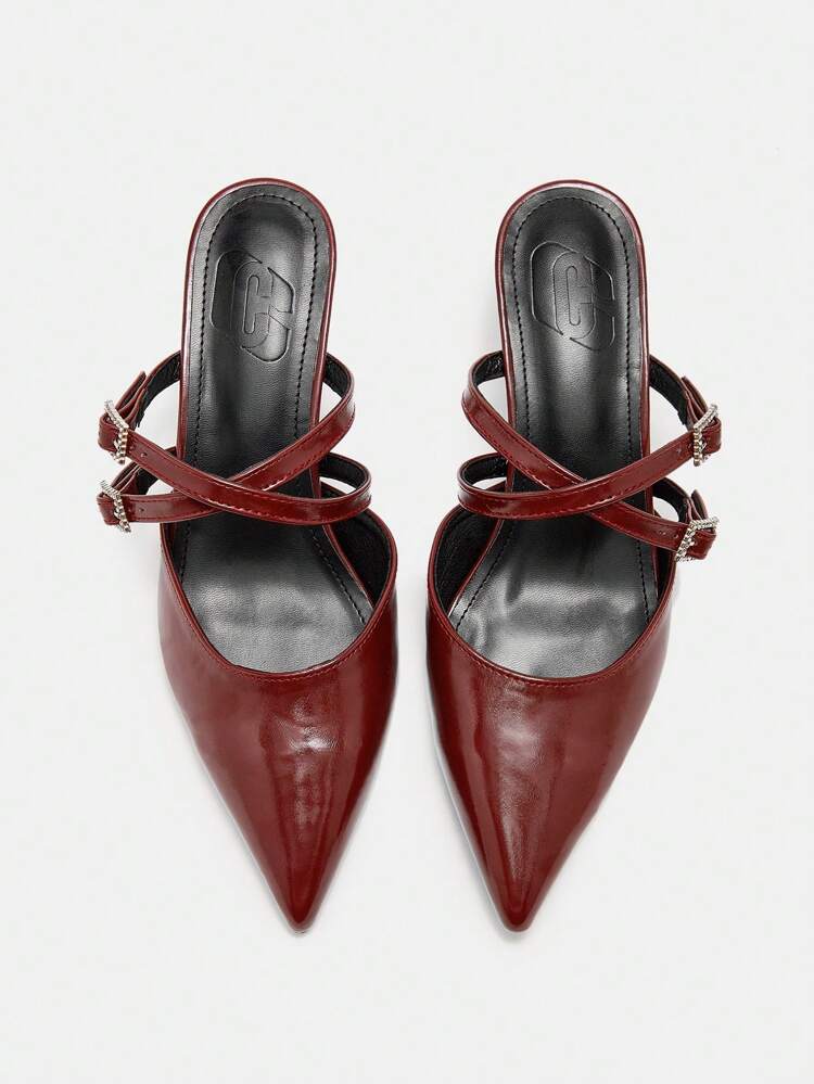 CUCCOO CURVES Extra Wide Width Pointed Toe Buckle Slingback High Heel Pumps