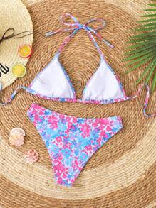 SHEIN Swim 2pcs/Set 2025 Halter Bikini Set, Simple And Fashionable, Suitable For Summer - Multicolor - View 2