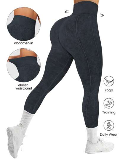Easithlete Leggings deportivos sin costuras de cintura alta casuales para mujer