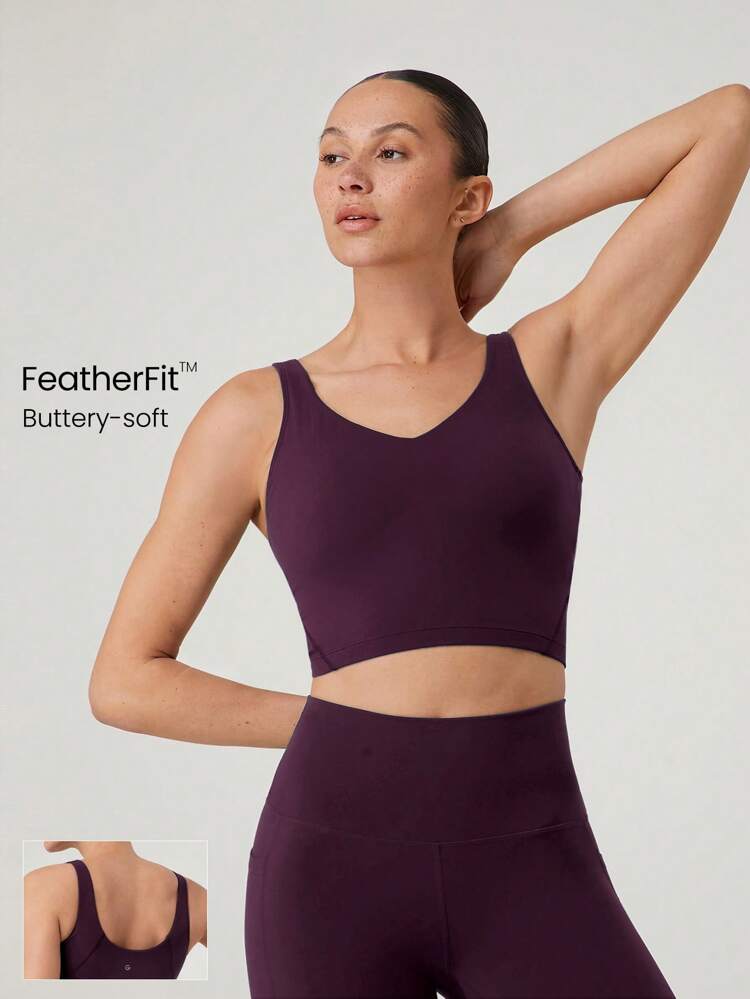 FeatherFit™ U Back Cropped Active Tank Top Low Impact Yoga Pilates Daily Spring Summer