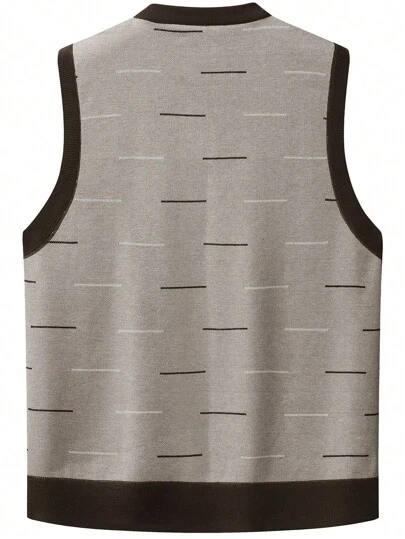 Manfinity Mode Men's Autumn/Winter Thermal Lined Knit Sweater Vest, Thermal Lined Sleeveless Sweater Vest Tops