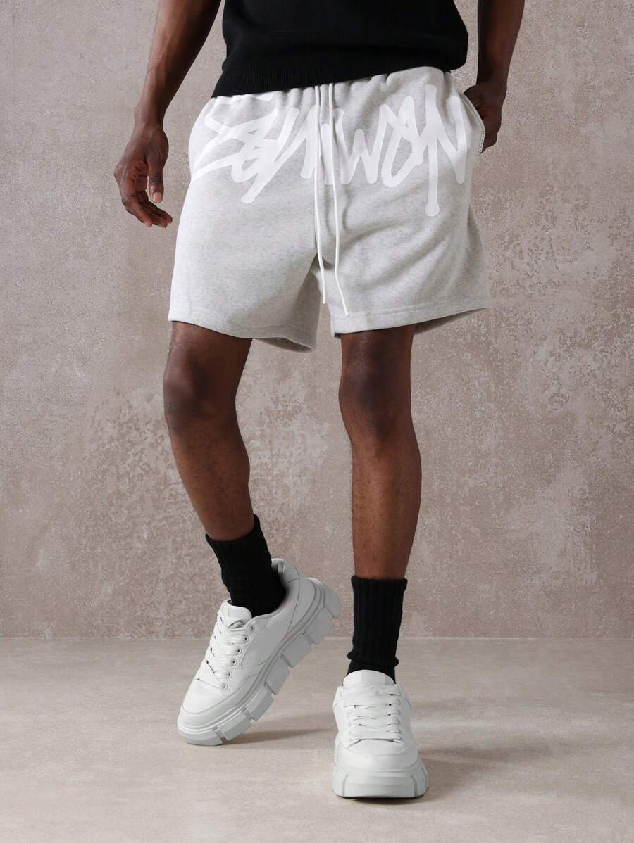 SUMWON Premium Athletic Drop Crotch Performance Shorts Fleece Training Gym Running Basketball Modern Streetwear Urban Fashion Athletic Shorts Elastic Waist (25 Words) - Grey - View 1