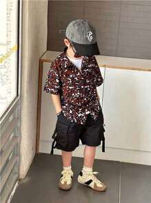 1 Piece Young Boy Casual Sports College Street Japanese And Korean Loose Fit With Leopard Print Shirt Suitable For Daily Use - Multicolor - View 1