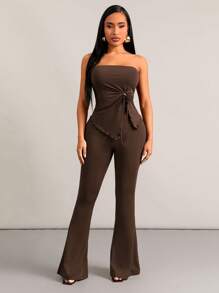 SHEIN SXY Women Two Pieces Outfits For Daily Wear - Brown - View 1