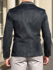 Manfinity Mode Men Mottled Lapel Single-Breasted Business Travel Suit Jacket - Black - View 2