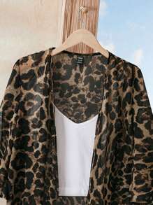 EMERY ROSE Women's Casual Leopard Print Trench Coat - Multicolor - View 4
