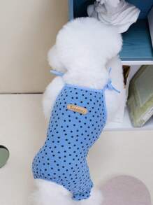 PETSIN Blue Casual Sports Style DADAGOU Stars Pattern Breathable Fabric Lightweight Summer Pet Traction Jumpsuit