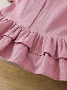 SHEIN Playful Pals Young Girl Simple Fashionable Short Sleeve Summer Dress - Multicolor - View 4