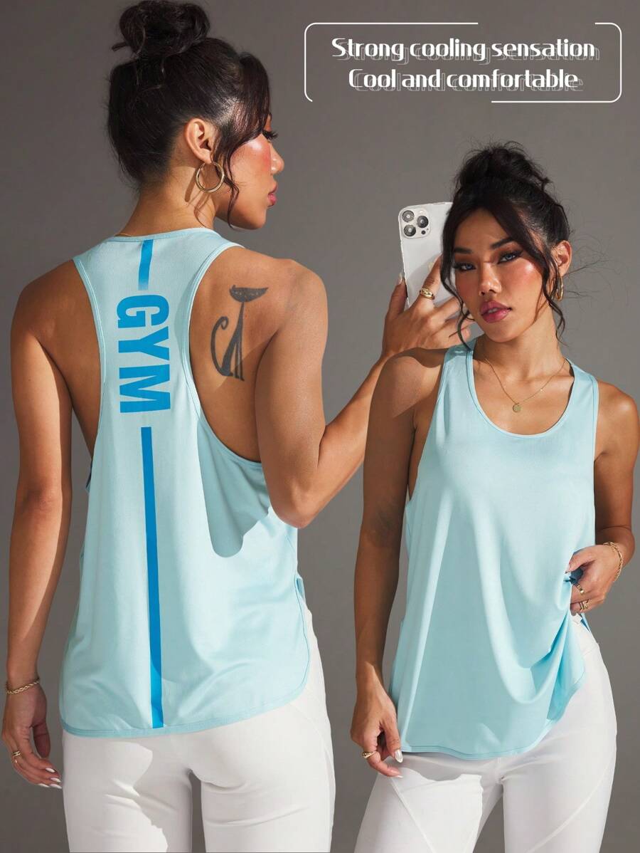 Easithlete Damska perforowana koszulka sportowa do jogi, luźna seksowna koszulka do ćwiczeń fitness na świeżym powietrzu, bezrękawnik, swobodna, długa, wygodna bluzka