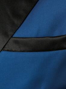 SHEIN Manfinity Mode Men's Formal Commuter Two-Tone Lapel Jacket & Trouser Suit Set - Blue - View 5