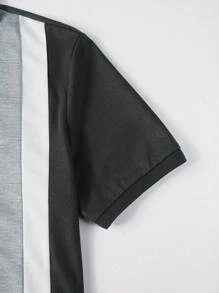 Manfinity Homme 男士夏季休闲拼色拼接短袖 POLO 衫 男士时尚服装 - 彩色 - 查看 5