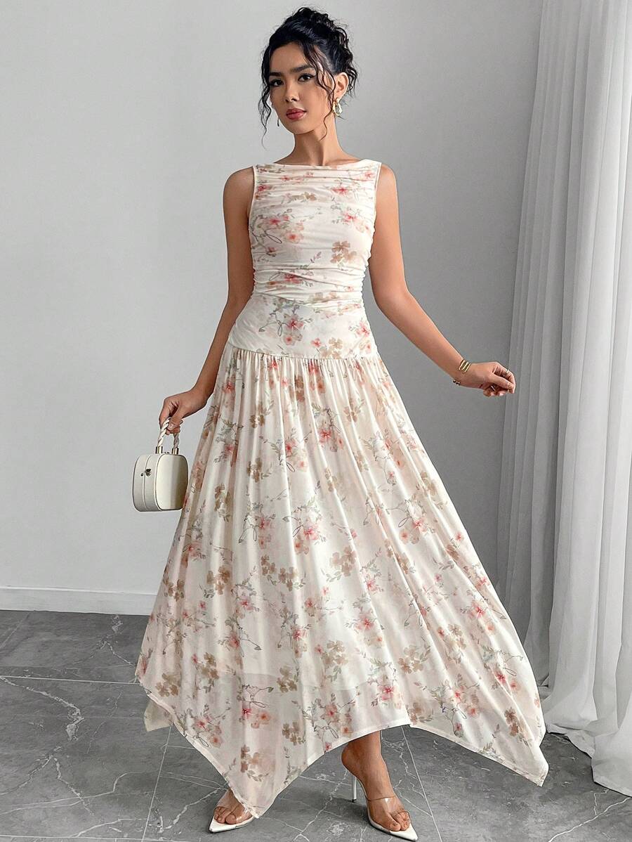 Modelyn Elegant Women's Floral Print Sleeveless Dress,Sun Dresses For Women - Multicolor - View 1
