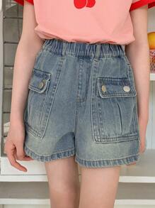 DAZY Tween Girl Tween Girl Denim Shorts - Light Wash - View 5