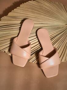 SHUZIA Women's Elegance Solid Slip-Op Flat Sandals For Summer Mother's Day Present - Beige - View 7