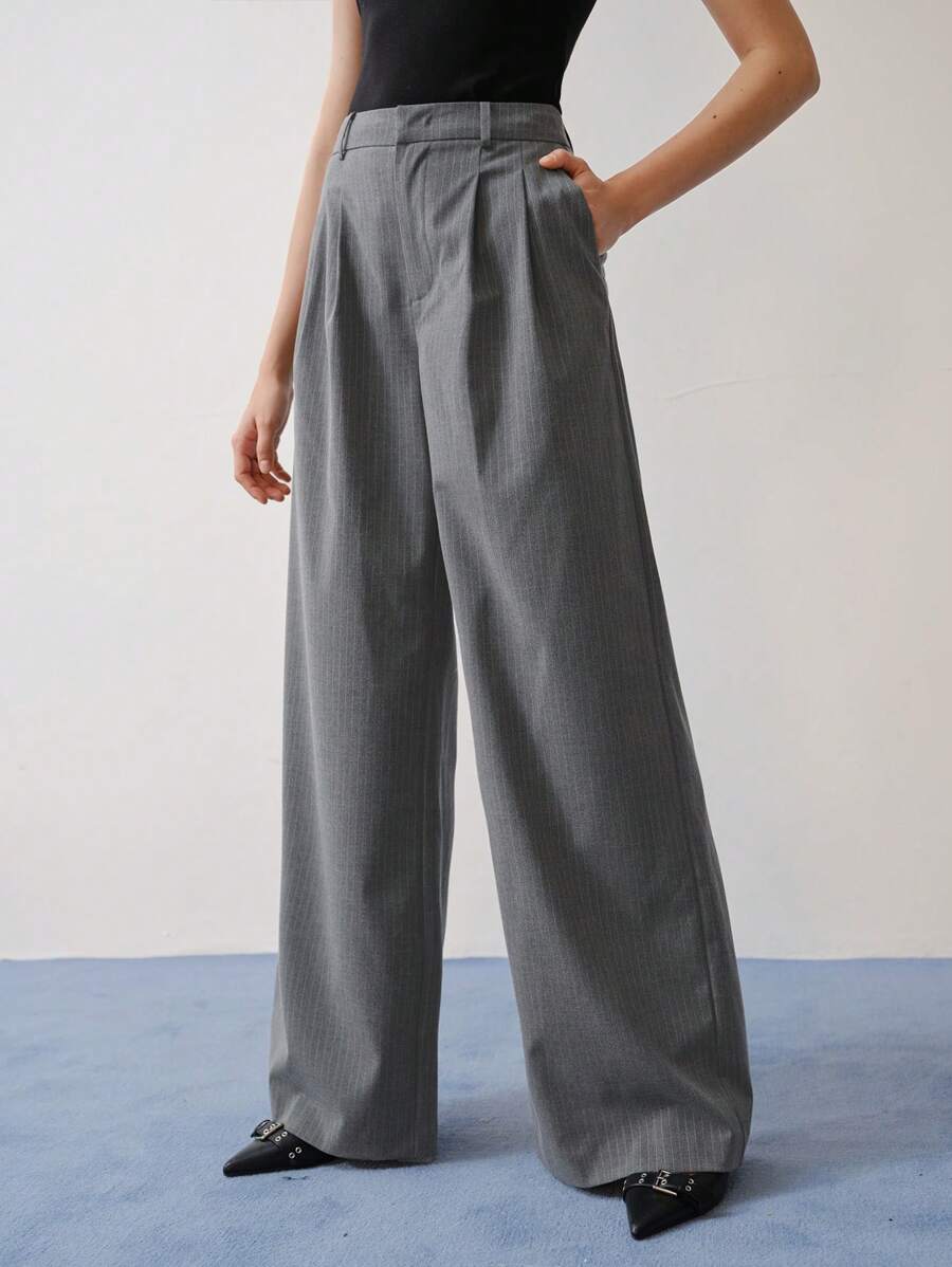 MOTF STUDIO FOLD PLEATED SLANT POCKET PANTS - Grey - View 2