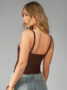 MISSGUIDED Top canottiera essenziale estiva e primaverile, con scollo a V, senza maniche, slim fit, elastico, lunghezza corta, semplice base da stratificare