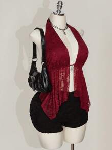 SHEIN ICON Shorts minimalistas de ajuste ceñido y textura para tallas grandes - Negro - Ver 5