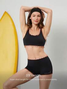 GLOWMODE X Nature Dream Bali Quick-Dry Crocheted Stitch Chlorine-Resistant Lining Bikini Bottom Shorts Summer Swimming Beach Vacation Holiday Wear - Black - View 2