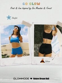 GLOWMODE X Nature Dream Bali 快干钩针耐氯衬里比基尼短裤夏季游泳沙滩度假装 - 藍色 - 查看 5