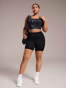 Easithlete Plus Size Women Letter Print Elastic Sport Yoga Bra