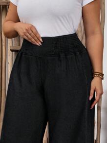 EMERY ROSE Quần Jeans Co Giãn Lưng Xòe Mềm Mại Mùa Hè Size Lớn - màu đen - Xem 4