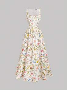 SHEIN MOD Women's Floral Print Dress,Vacation Outfits Woman,Beach - Baby Pink - View 1