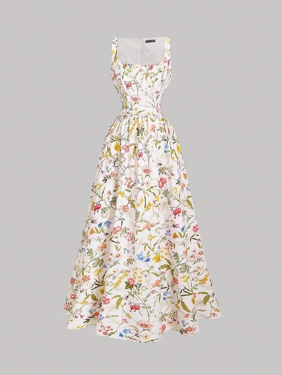 SHEIN MOD Women's Floral Print Dress,Vacation Outfits Woman,Beach - Baby Pink - View 1