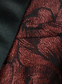 Manfinity Bizformal Men's Shiny Jacquard Pattern Suit Jacket - Red - View 4