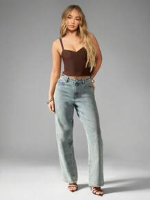MISSGUIDED Top canottiera essenziale estiva e primaverile, con scollo a V, senza maniche, slim fit, elastico, lunghezza corta, semplice base da stratificare