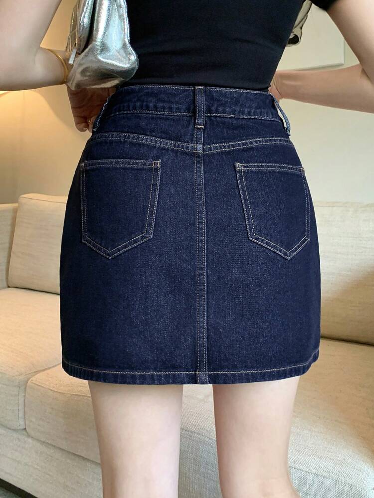 Natural Denim Casual Skirt For Women, Suitable For Summer Beach/Sports/Leisure Jeans Skirt