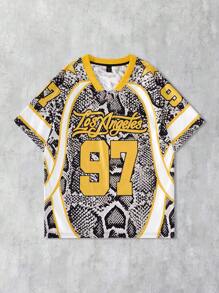 ROMWE MEN Prep Men's Ice Hockey Jersey Short Sleeve T-Shirt, Sports Tee For Summer - Multicolor - View 1