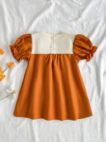 Vintaside Kids 女宝宝春夏圆领短袖花朵刺绣连衣裙，色彩柔和，款式优雅，图案精致，剪裁合身，适合宝宝日常外出、休闲家居穿着，轻松打造甜美派对造型 - 彩色 - 查看 3