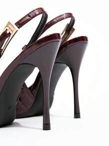 CUCCOO BIZCHIC Women's Ankle Strap Bowknot Decor High Heels, Work Shoes Burgundy Color Lolita Style For Christmas Spring Shoes - Burgundy - View 4