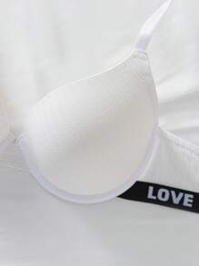 3pcs/Set Letter Jacquard Striped Push-Up Bra - Multicolor - View 5