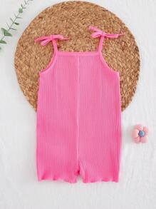 Cozy Pixies 女婴 3D 蝴蝶结针织柔软吊带背心连体短裤