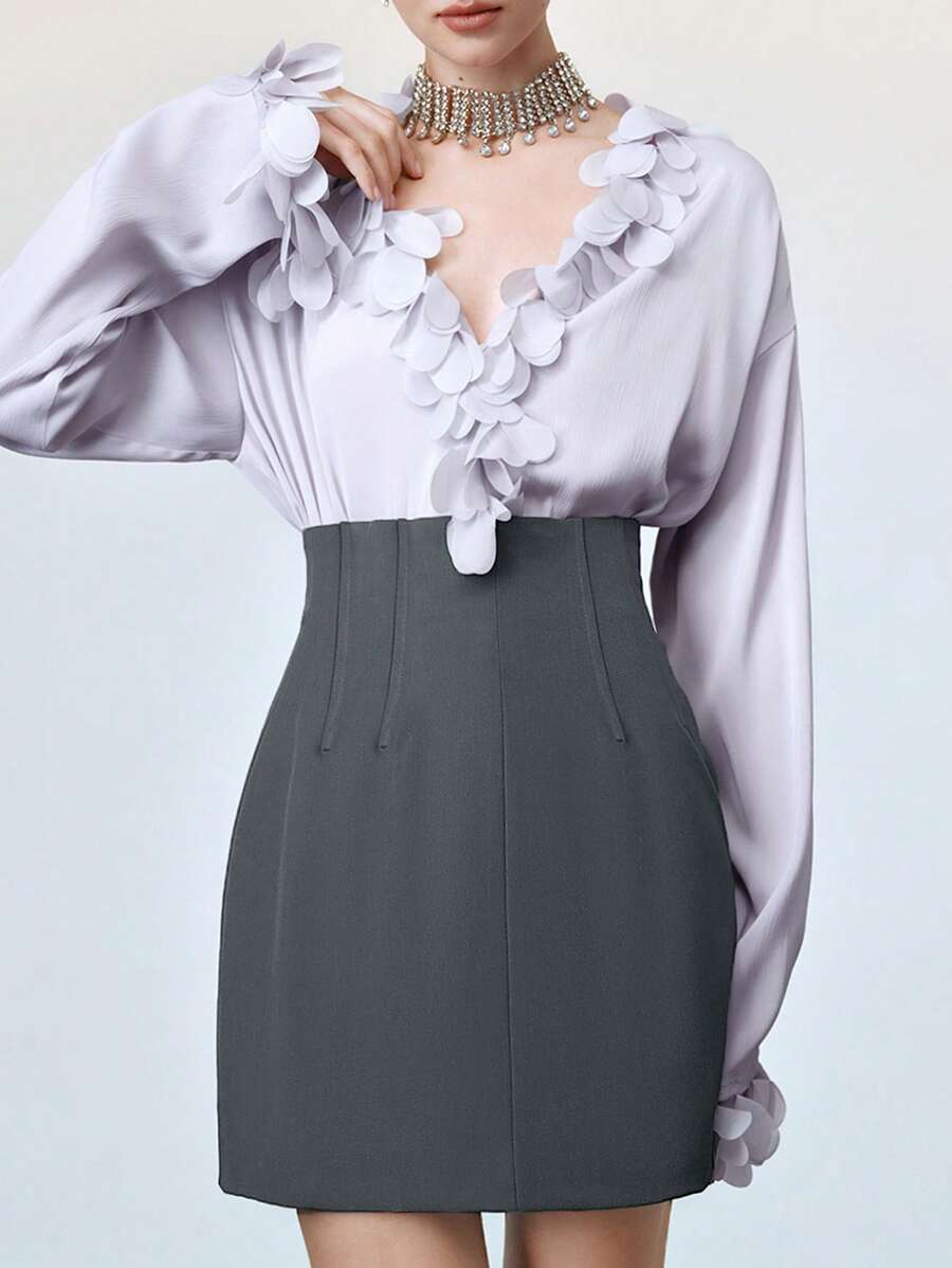 Arave Women's Office Chic Elegant Chic Spring/Summer High Waisted Mini Skirt,Summer Outfits For Women,Business Casual Skirt,Gray Skirt - Grey - View 1