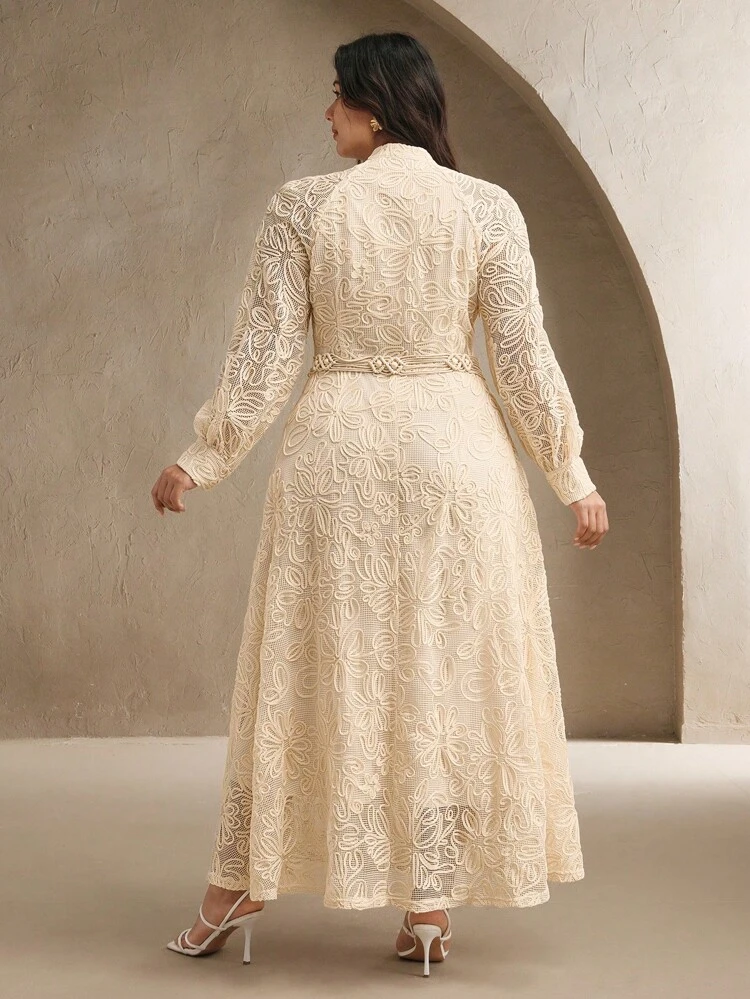 Anewsta White Slim-Fit Lace Short Sleeve Long Holiday Casual Dress Spring,Elegant,Festival,Holiday,Vacation