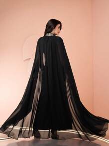 SHEIN Belle Women's Formal Evening Gown (Heavily Embellished), Party Dress, For Wedding Guest - Black - View 2