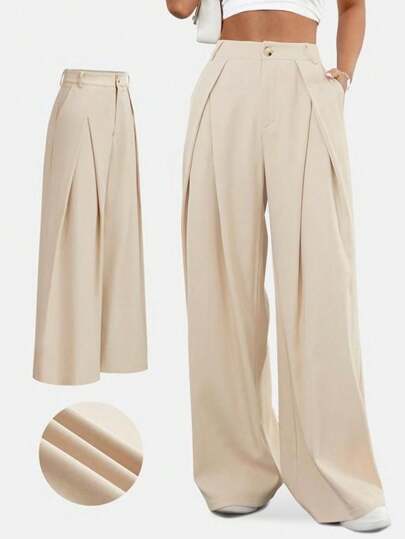 SHEIN Essnce 大码女式休闲阔腿裤，夏季宽松舒适长裤，适合女性的夏季长袍