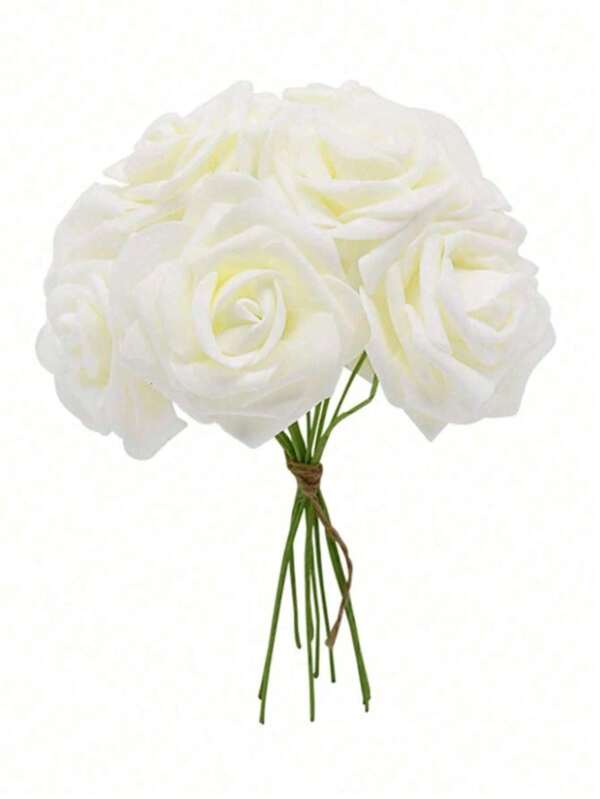 5/10/15/20/25/30 قطعة/مجموعة زهور وردية اصطناعية، زهور زخرفية من رغوة البوليسترين البسيطة لديكور المنزل، عيد الحب، الهدايا