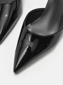 CUCCOO CURVES Plus Size Wide Fit Pointed Toe Slip-On High Heel Pumps With Buckle Decor - Black - View 7