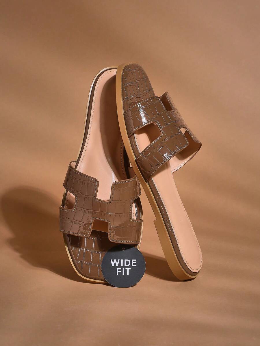 SHUZIA Mediterranean Luxe 宽版女式 Gossy L 橄榄绿拖鞋 - 压花镂空，里维埃拉风格绑带，适合游艇之夜和城市之光，母亲节礼物 - 橄欖綠 - 查看 1