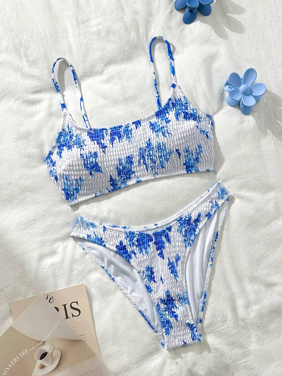 Swim Mod Women's Summer Beach Floral Print Halter Sexy Bikini 2 Pieces Swimwear Set - Pink - View 1